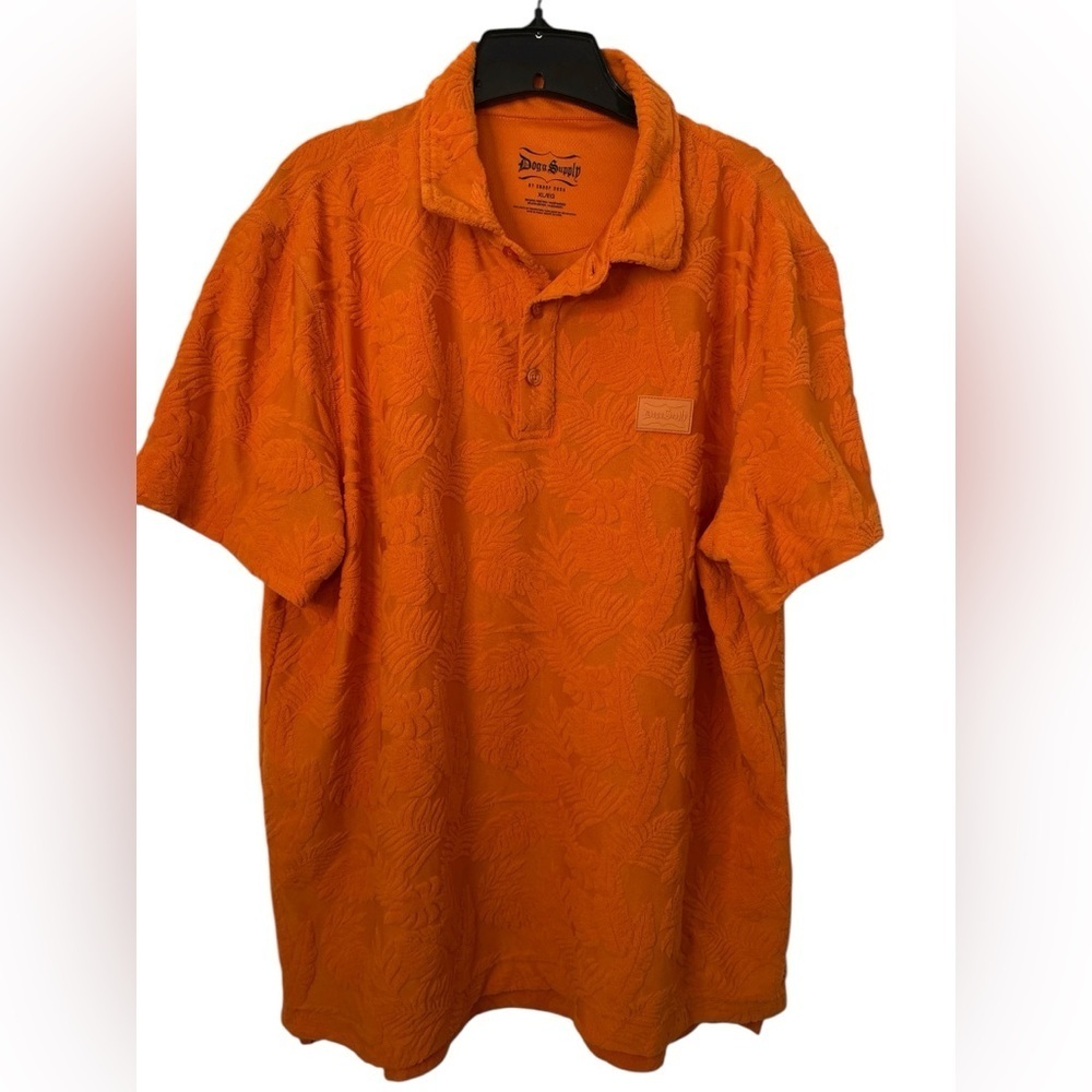 Dogg Supply by Snoop Men’s SIZE XL Jacquard Terry Short Sleeve Polo Shirt Orange